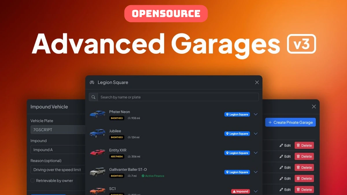 Advanced Garages V3 | Open Source | ESX / QB / QBOX